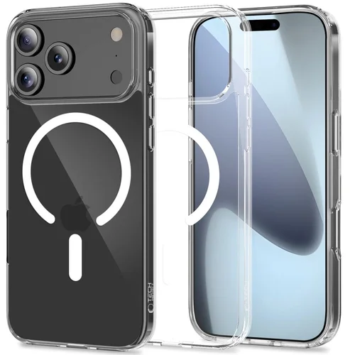 Telefontok iPhone 17 Pro Max - Tech-Protect Flexair Hybrid - MagSafe kompatibilis átlátszó műanyag hátlap tok, szilikon kerettel