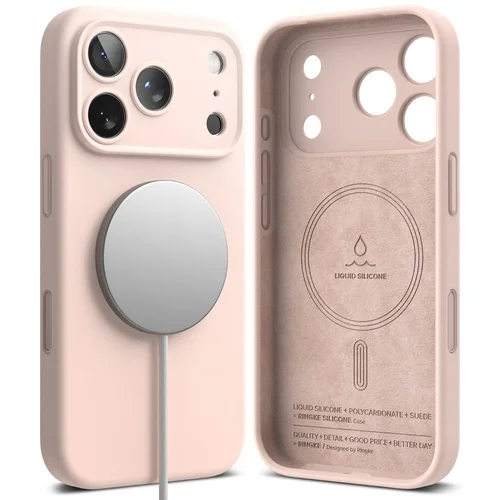 Telefontok iPhone 17 Pro - RINGKE Silicone Magnetic Magsafe - púder pink hátlap tok