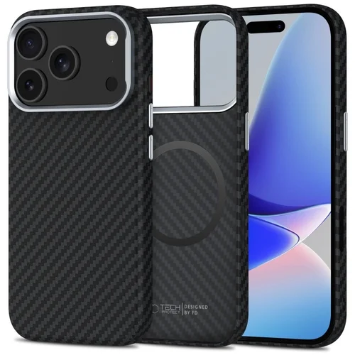 Telefontok iPhone 17 Pro Max - Carbon MagSafe kompatibilis fekete/ezüst szilikon hátlap tok