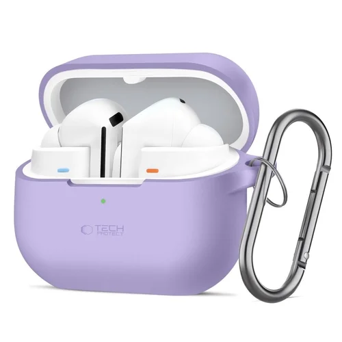 Samsung Galaxy Buds 3 / 3 FE / 3 Pro tartó - lila szilikon karabinerrel