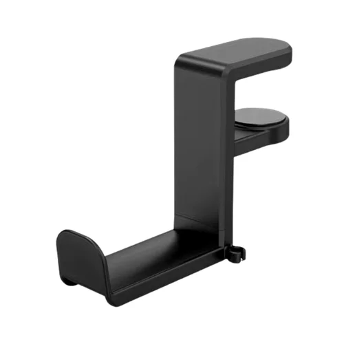 Fejhallgató tartó: Asztalra / polcra rögzíthető, rugós fejhallgató tartó, fekete