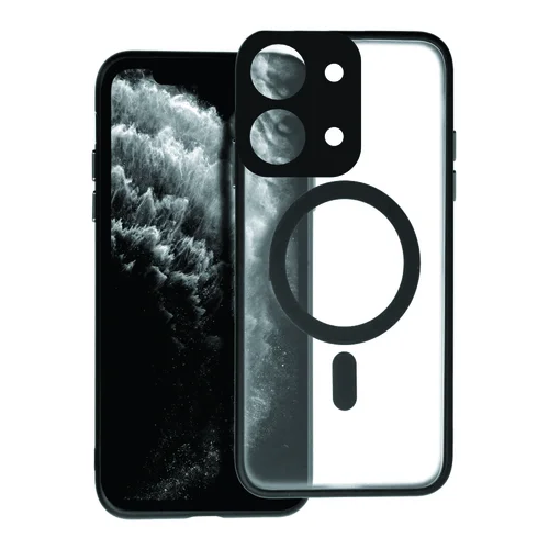 Telefontok Xiaomi Poco C85 - FULL MATTE MAG COVER - MagSafe kompatibilis áttetsző/fekete hátlap tok