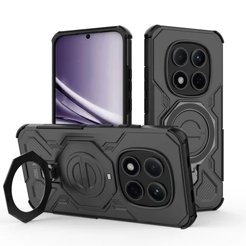 Telefontok Xiaomi Redmi Note 15 Pro 5G - TACTICSTAND - fekete gyűrűs, kitámasztható, ütésálló műanyag hátlaptok