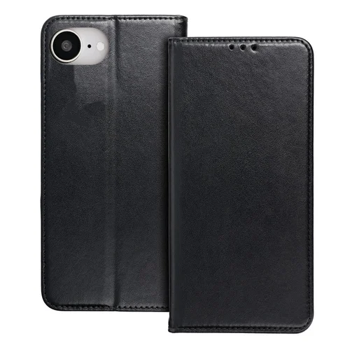 Telefontok iPhone 17e - Smart Magnetic fekete szilikon keretes mágneses könyvtok