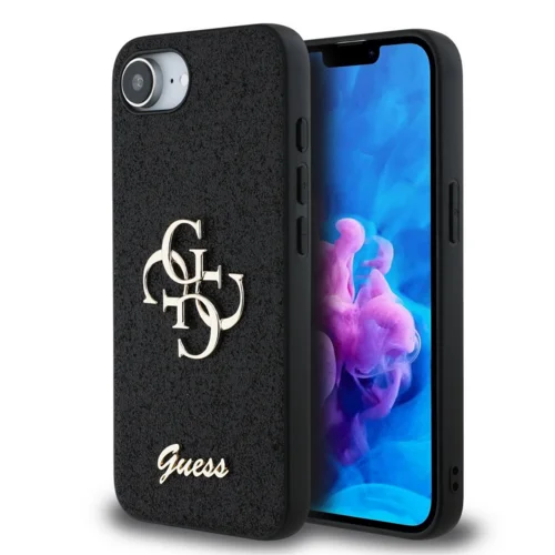 Telefontok iPhone 17e - Guess Fixed Glitter 4G Metal Logo - fekete hátlap tok