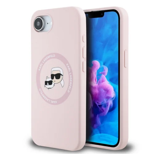 Telefontok iPhone 17e - Karl Lagerfeld és Choupette - MagSafe kompatibilis pink hátlap tok