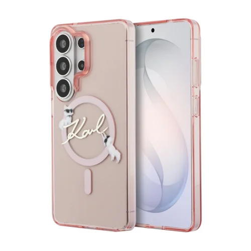 Telefontok Samsung Galaxy S26 Ultra - Karl Lagerfeld IML Choupette Karl Script Logo - MagSafe kompatibilis, pink hátlap tok ﻿