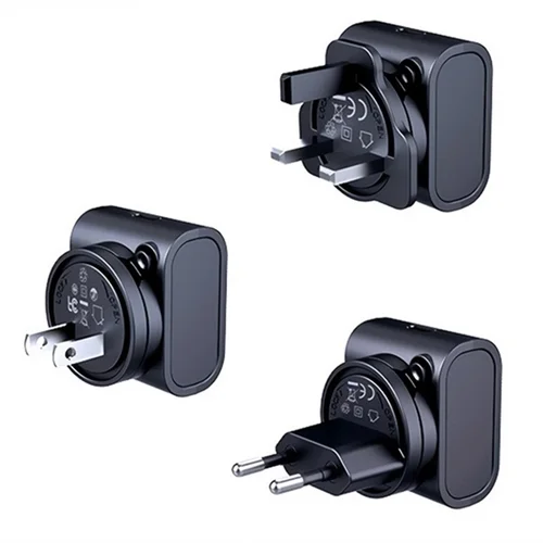 Telefon töltő: REMAX RP-U192 - US / EU / UK GaN átalakító hálózati gyors töltőfej, fekete