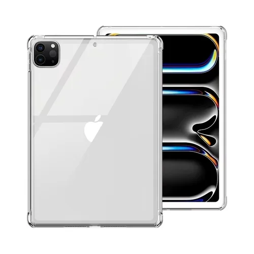 Tablettok iPad Pro 13 2024-2025 (7-8. Gen, 13 coll) - átlátszó, ütésálló szilikon hátlapi tablet tok