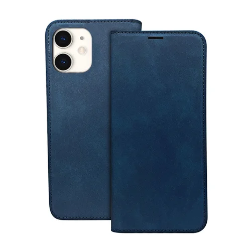 Telefontok iPhone 11 - Suede - kék mágneses szilikon keretes könyvtok ﻿