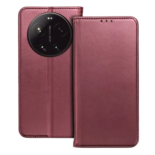Telefontok Xiaomi 17 Ultra - Smart Magnetic burgundy szilikon keretes mágneses könyvtok