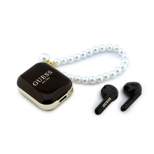 Guess TWS - fekete, vezeték nélküli stereo bluetooth headset, töltőtokkal