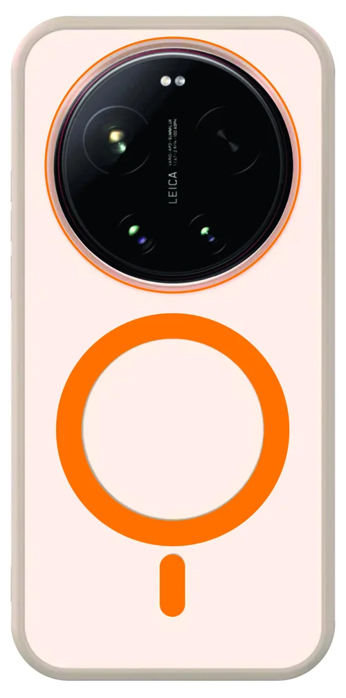 Telefontok Xiaomi 17 Ultra - áttetsző/narancssárga, MagSafe kompatibilis matt hátlap tok