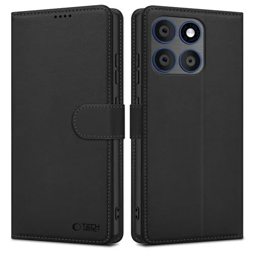 Telefontok Motorola Edge 70 5G - Tech- Protect Wallet - fekete bőr könyvtok, ráhajtófüllel ﻿