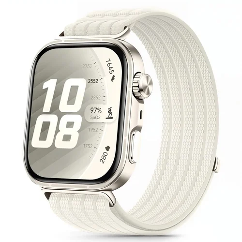 Huawei Watch Fit 3 / 4 / 4 Pro / 5 / 5 Pro - Tech- Protect Nylon - csontfehér szövet szíj