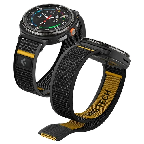 Samsung Galaxy Watch 8 / Classic (40 / 44 / 46 mm) - Spigen Athlex Air - okosóra szövet szíj, fekete