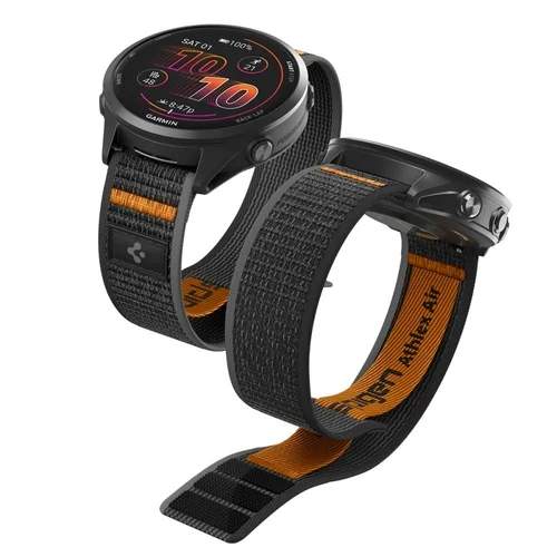 Garmin gyorskioldós, 22 mm - Spigen Athlex Air - okosóra szövet szíj, fekete/narancssárga