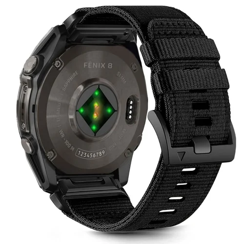 Okosóra szilikon szíj - GARMIN FENIX 5X / 5X PLUS / 6X / 6X PRO / 7X / 8 / 8 PRO (51 MM) - TECH-PROTECT Nylon fekete szövet szíj