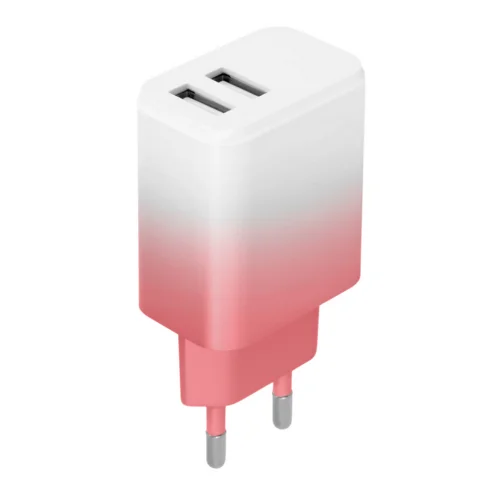 Setty LSIG-AA-20 - 2xUSB 18W fehér-pink hálózati töltő fej