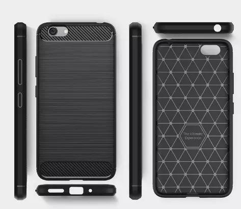 Telefontok Xiaomi Redmi Note 5A - Carbon Fiber fekete szilikon tok