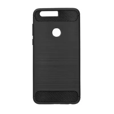 Huawei Y6 Prime 2018 Telefontok - Carbon Fiber fekete szilikon tok
