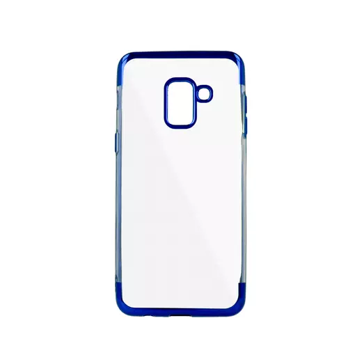 Samsung J4 2018 Telefontok - átlátszó szilikon tok kék kerettel