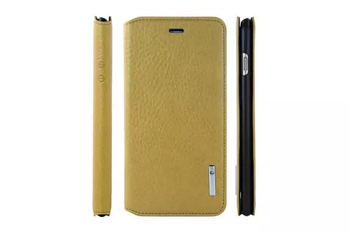 Pierre Cardin telefontok Kihajtható Valódi Bőr Tok IPhone 6 Plus / 6S Plus - Sárga (8719273215661)