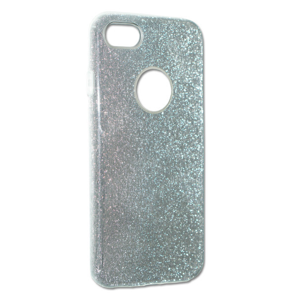 iPhone 6/6s telefontok - ezüst Shiny tok (Apple logónál kivágással)