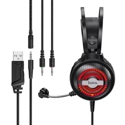 HOCO W101 - fekete fejhallgató mikrofonnal (vezetékes: 2xJack) - Headset-1