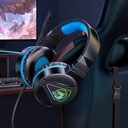 HOCO W104 - fekete/kék fejhallgató mikrofonnal (vezetékes: Jack/USB) - Headset-2