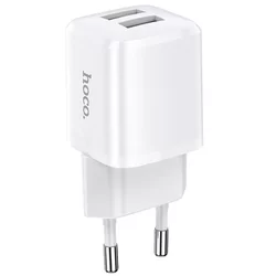HOCO N8 Telefon töltő- 2USB portos fehér hálózati töltőfej, 2.4A-1