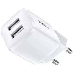 HOCO N8 Telefon töltő- 2USB portos fehér hálózati töltőfej, 2.4A-2