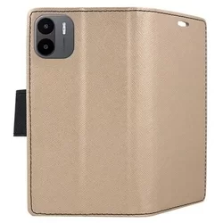 Xiaomi Redmi A1 Telefontok - Fancy arany / fekete mágneses szilikon keretes könyvtok-2