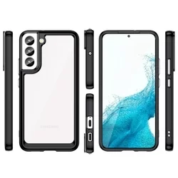 Samsung Galaxy S23+ (S23 Plus) Telefontok - átlátszó hátlap tok, fekete szilikon kerettel-2