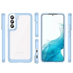 Samsung Galaxy S23 Telefontok - átlátszó hátlap tok, kék szilikon kerettel-5