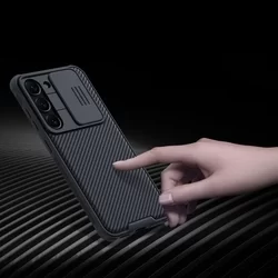 Samsung Galaxy S23 Telefontok - Nillkin csúsztatható kameravédős fekete hátlap tok-3