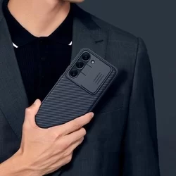 Samsung Galaxy S23 Telefontok - Nillkin csúsztatható kameravédős fekete hátlap tok-6