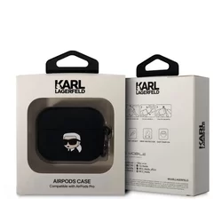 Karl Lagerfeld Airpods PRO 1 tartó - 3D Karl Head - fekete szilikon tok-2