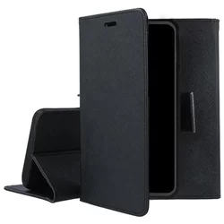 Samsung Galaxy S23+ (S23 Plus) Telefontok - FANCY fekete szilikon keretes könyvtok-3