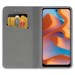 Motorola Moto E32s Telefontok - kék mágneses szilikon keretes könyvtok-1