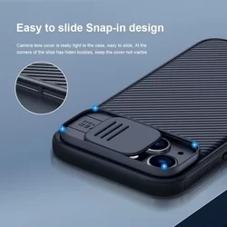 iPhone 14 Plus Telefontok- Nillkin csúsztatható kameravédős fekete hátlap tok-3