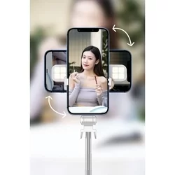 STAND XT-06S Selfie bot - fehér, bluetooth távirányítós, tripoddá alakítható selfie bot LED világítással-8