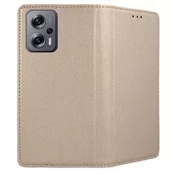 Xiaomi Redmi Note 11T Pro Telefontok - arany mágneses szilikon keretes könyvtok-1
