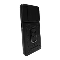 Huawei nova Y90 Telefontok - Tech-Protect Camshield - fekete szilikon tok, kitámasztó ujjgyűrűvel, csúsztatható kameravédővel-2