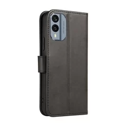 Nokia X30 Telefontok - fekete ráhajtófüles bőr könyvtok-2