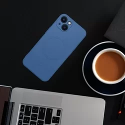 iPhone 11 Telefontok- MagSafe kompatibilis kék szilikon tok-4