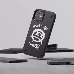 iPhone 12 mini Telefontok - Ringke Onyx Graffiti - fekete/mintás ütésálló hátlap tok-2