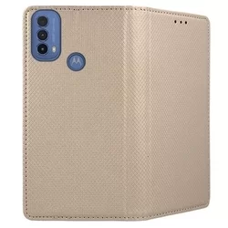 Motorola Moto E20 Telefontok - arany mágneses szilikon keretes könyvtok-2