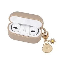 AirPods Pro 2 tartó - barna szilikon karabinerrel, medállal-2