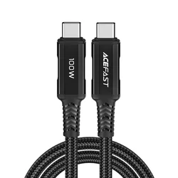 ACEFAST C4-03 kábel - Type-C (USB-C) / Type-C (USB-C) fekete szövet kábel, 2m, 5A-1